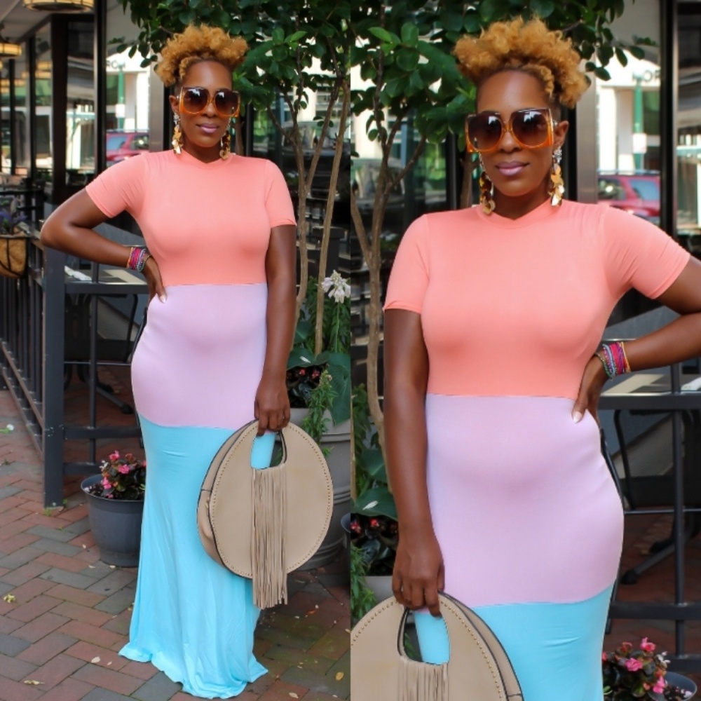 NEW 🔖 Pastel Colorblock Mermaid Maxi Dress👗